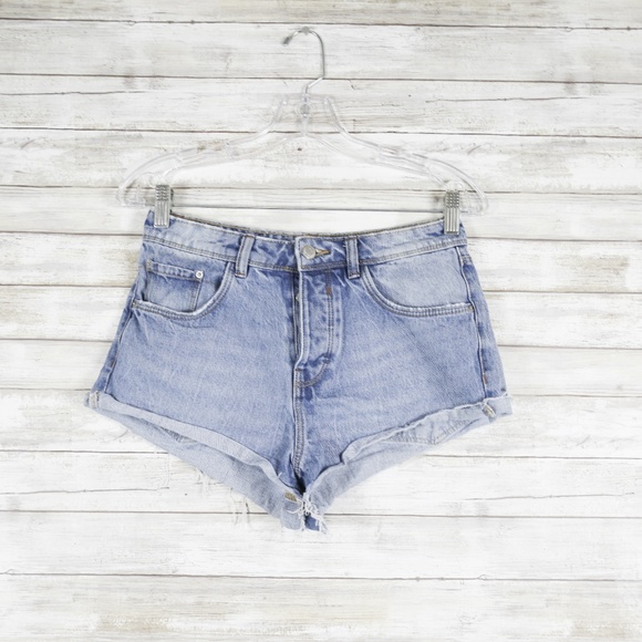 Zara Blue High Waist Jean Shorts sz 04 - Picture 6 of 8